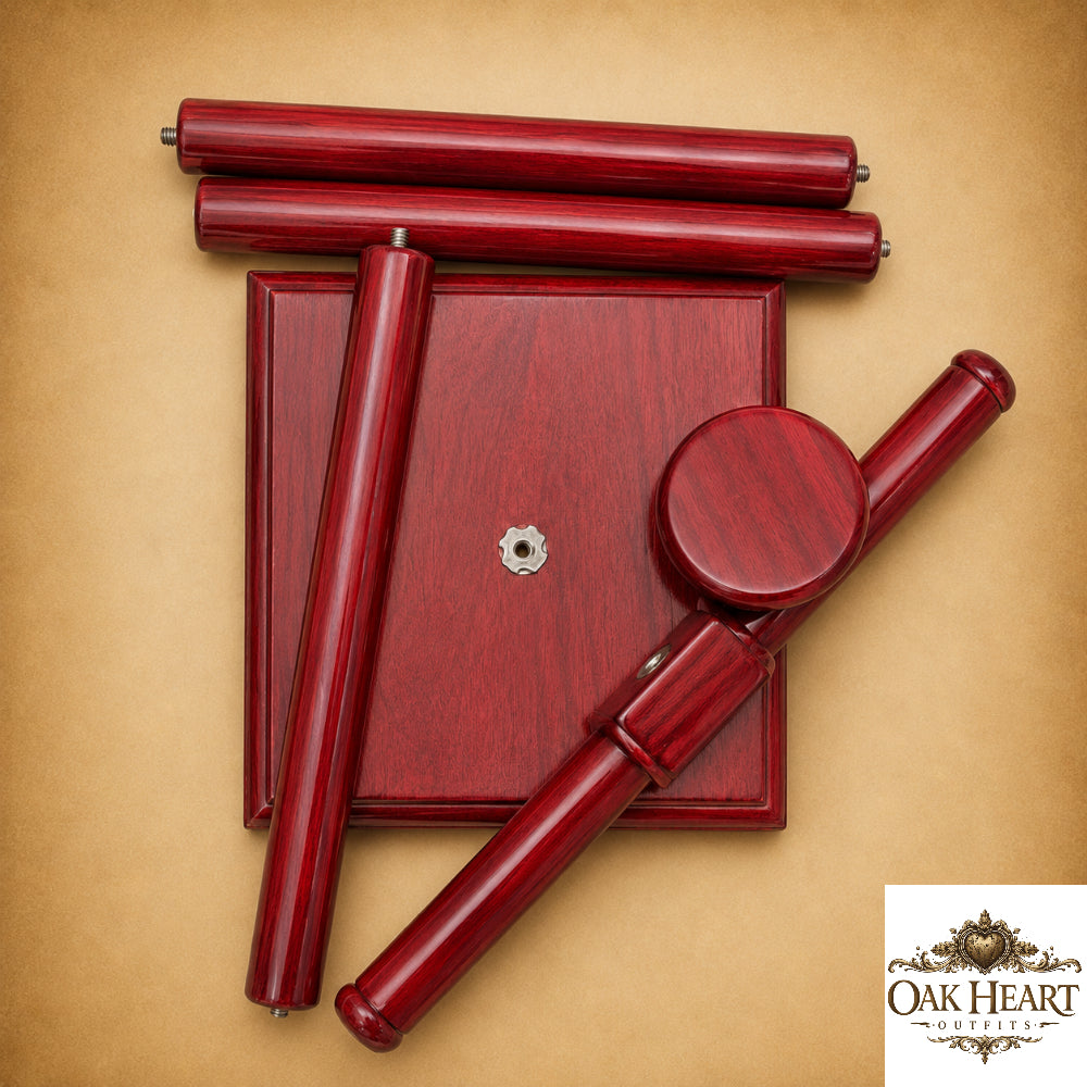Red Wooden Helmet Stand | Medieval Viking Armor Display