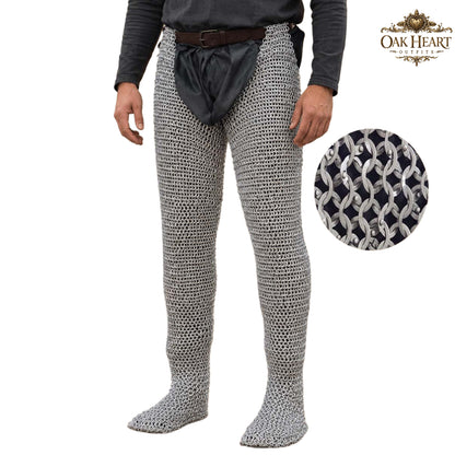 Medieval Mild Steel Chainmail Chausses – 9MM Flat Riveted Maile Leggings