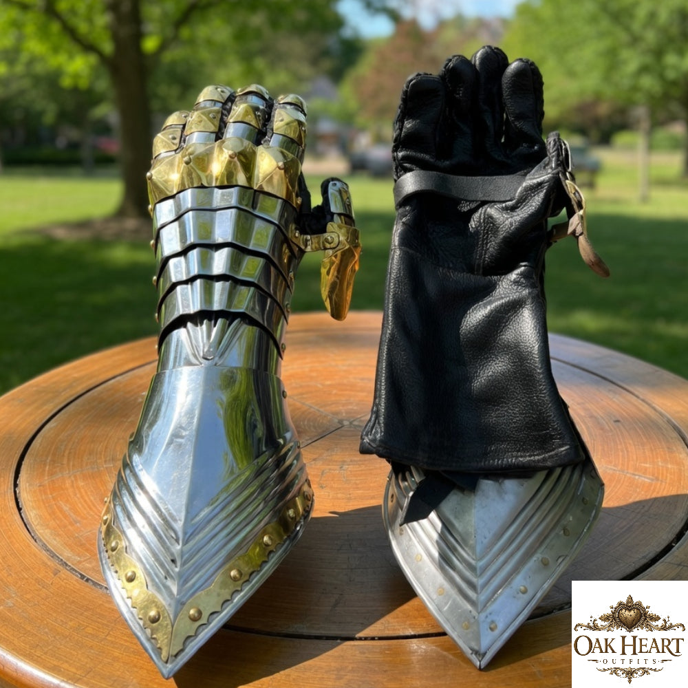 Medieval Gothic Knight Gauntlets, Historical Armor Gloves for Costume, LARP & Reenactment