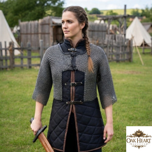 Medieval Chainmail Half Hauberk 9mm Riveted Mail Shirt Knight Armor LARP Cosplay