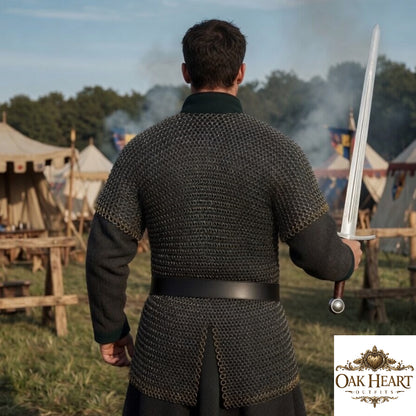 Medieval Chainmail Shirt – 8MM Flat Riveted MS Armor with Short Sleeves