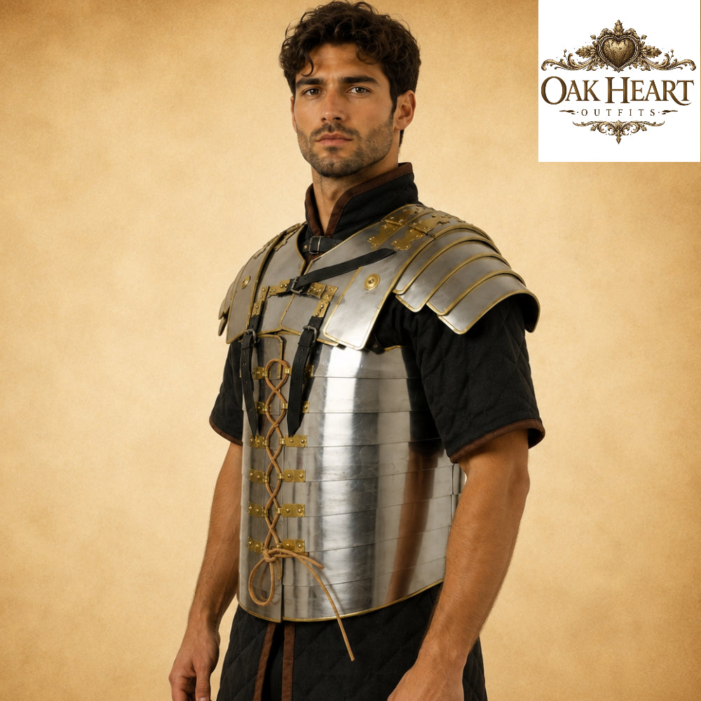 Roman Lorica Segmentata Armor, Brass Trim, 18 Gauge Steel