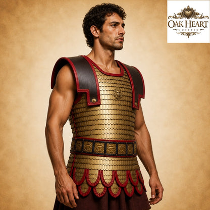Roman Lorica Squamata Armor in Brass Scales – Ideal for LARP, Reenactment & Cosplay (36x26mm)