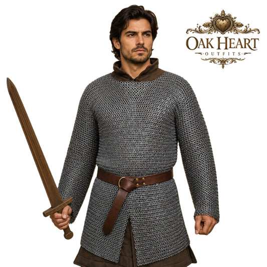 Medieval 8MM Round Ring Chainmail Hauberk – Viking Halloween Armor Costume