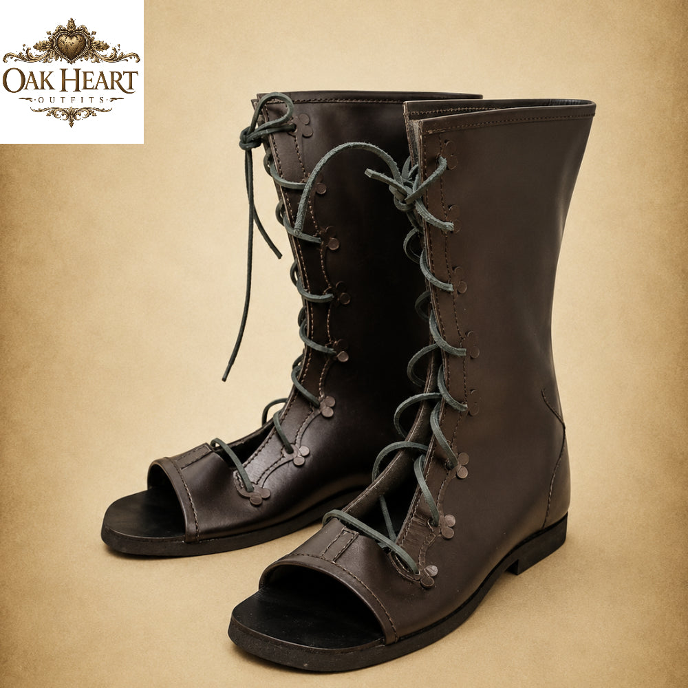 Roman Style Leather Sandals – Men’s Medieval LARP Boots