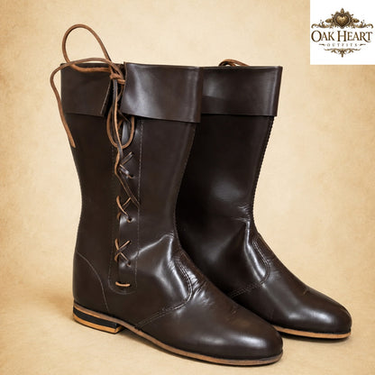 Medieval Leather Boots for Men – Renaissance Faire Lace Up Boots, Viking Shoes,