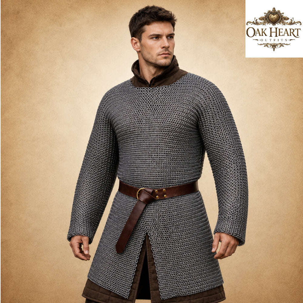 Medieval Chainmail Armor Shirt – 8MM Flat Riveted with Washers for LARP Combat