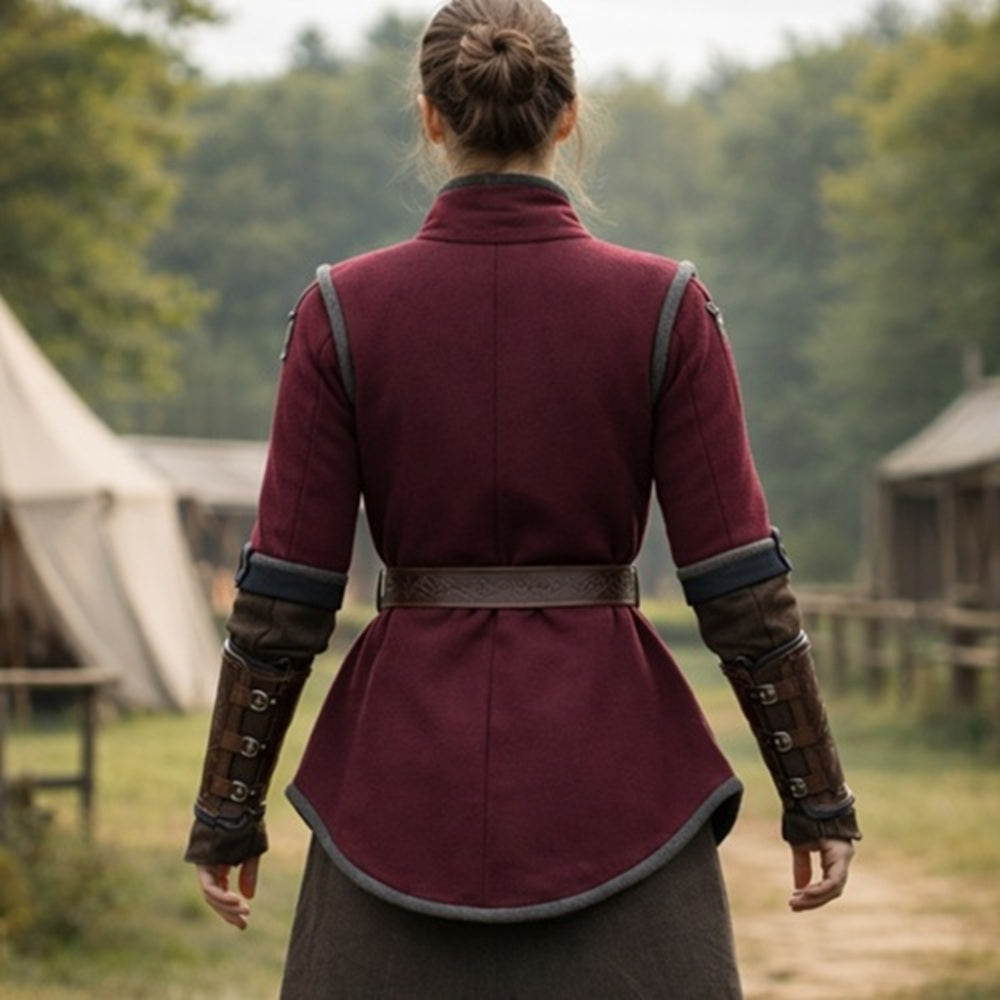 Medieval Gambeson Armor Jacket with Leather Trim – Viking LARP & Renaissance Reenactment Gear