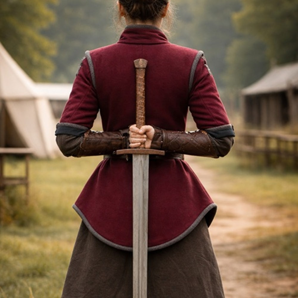 Medieval Gambeson Armor Jacket with Leather Trim – Viking LARP & Renaissance Reenactment Gear