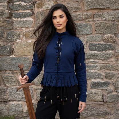 Yellow Lace-Up Medieval Archer Top – Viking Gambeson for LARP, Ren Faire & Reenactment