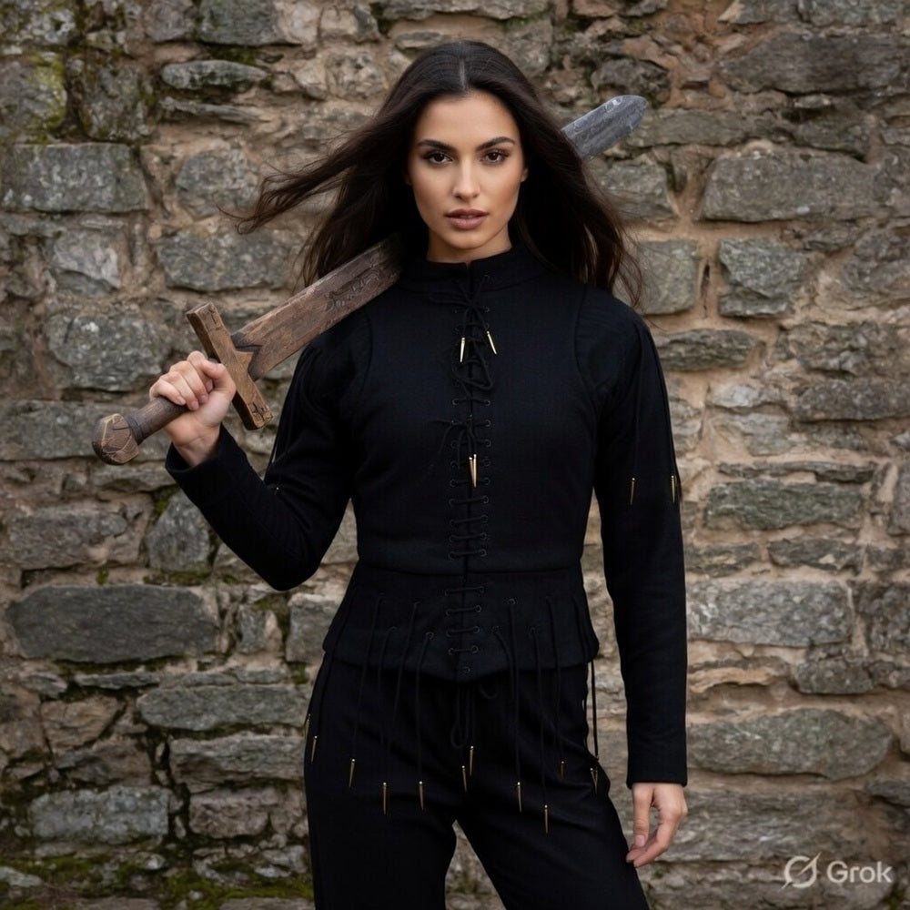Yellow Lace-Up Medieval Archer Top – Viking Gambeson for LARP, Ren Faire & Reenactment